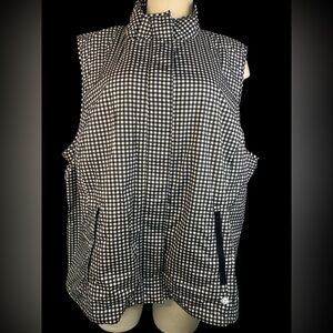 Talbots Black and White Gingham Sleeveless Lined Full Zip Up Jacket Women’s 3X